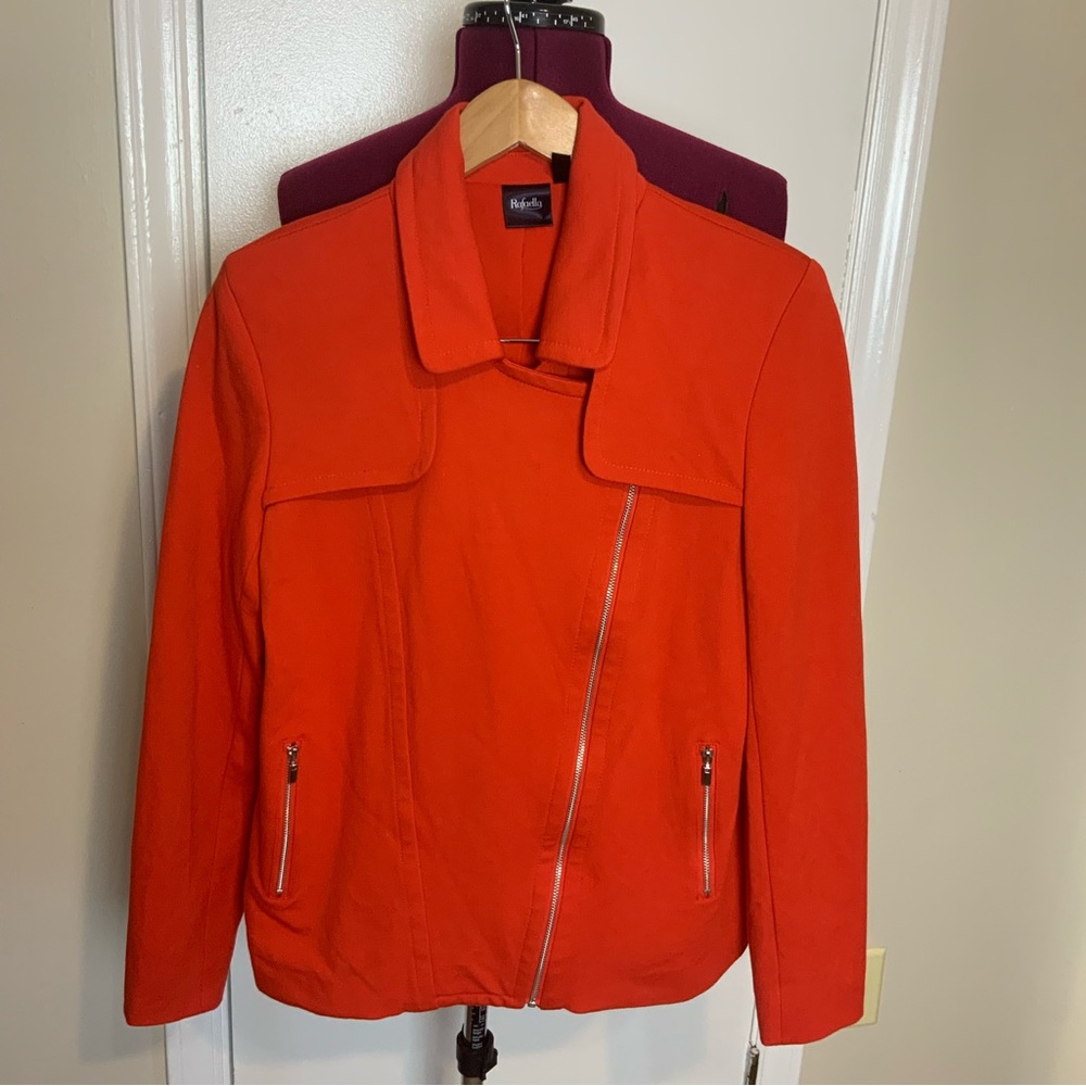 Like New Rafaela Zip-Up Red Knitwear Blazer Jacket Asymmetrical